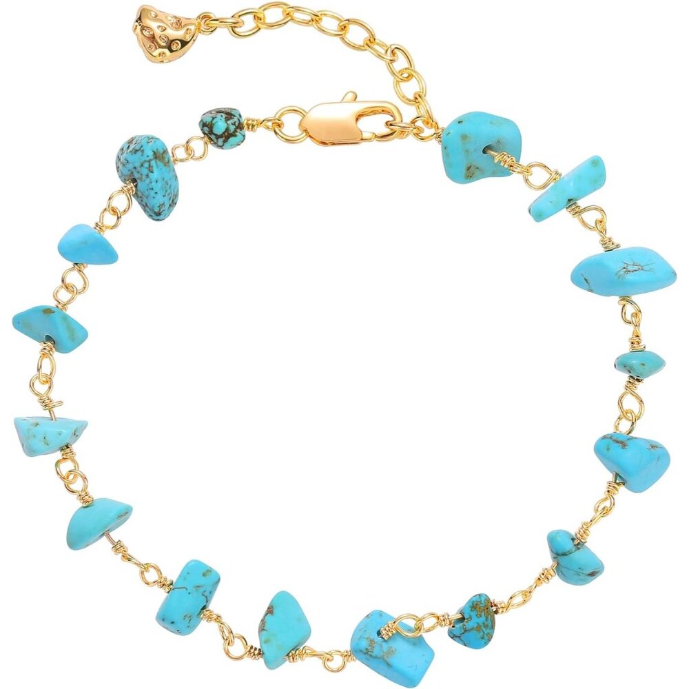 Gold Beaded Bracelets,18K Gold Plated Handmade Cute Satellite Diamond Cut Oval
